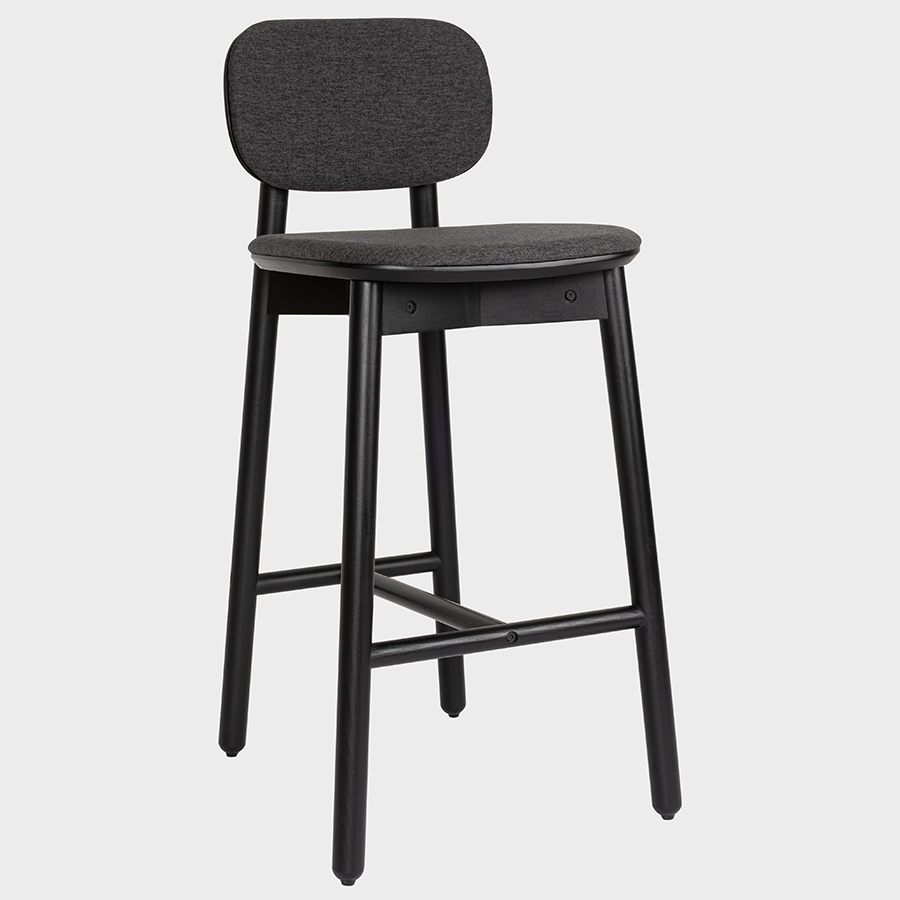 Стул барный с обивкой Saga, рогожка, темно-серый