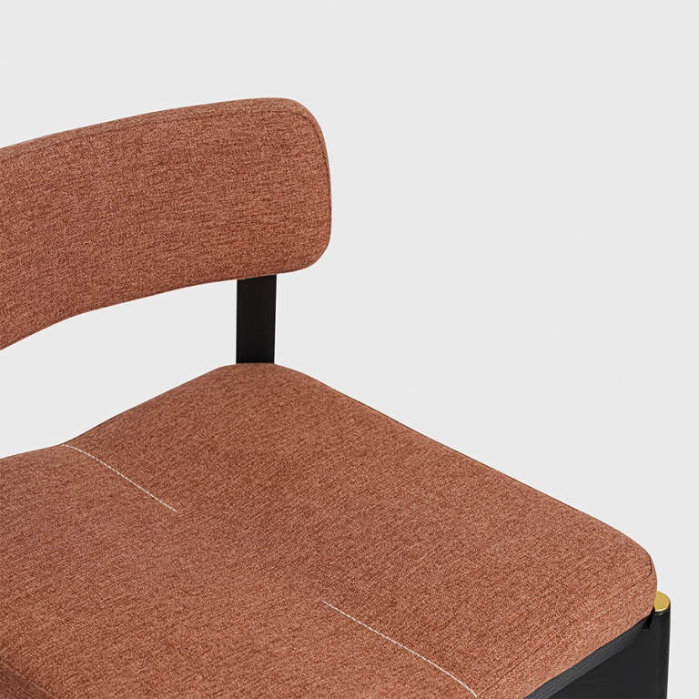 Стул барный Aska, рогожка, черный/терракота