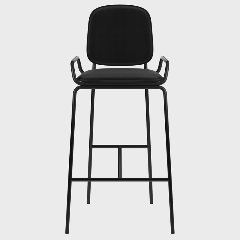 Стул барный Ror, 2 Frame, велюр, черный/черный