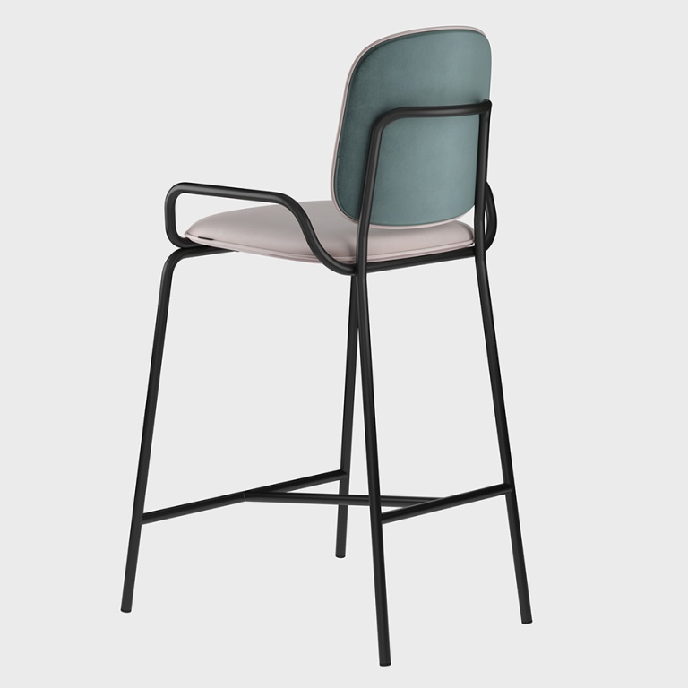 Стул полубарный Ror, 2 Frame, велюр, черный/зеленый/розовый