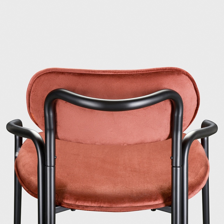 Стул барный Ror, Round, велюр, черный/темно-красный