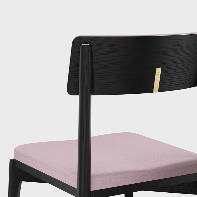 Стул Aska, рогожка, черный/розовый