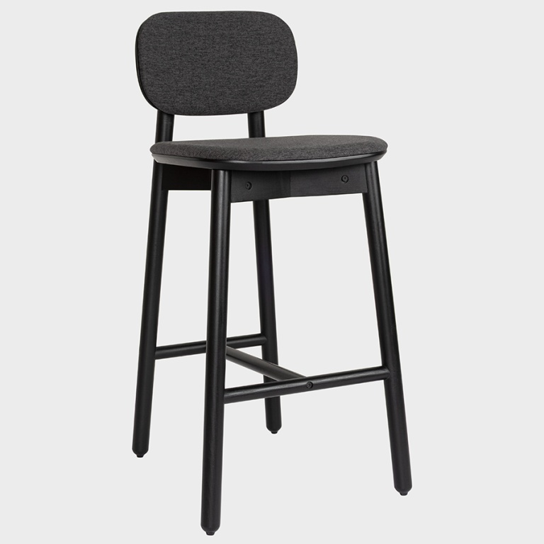 Стул барный с обивкой Saga, рогожка, темно-серый