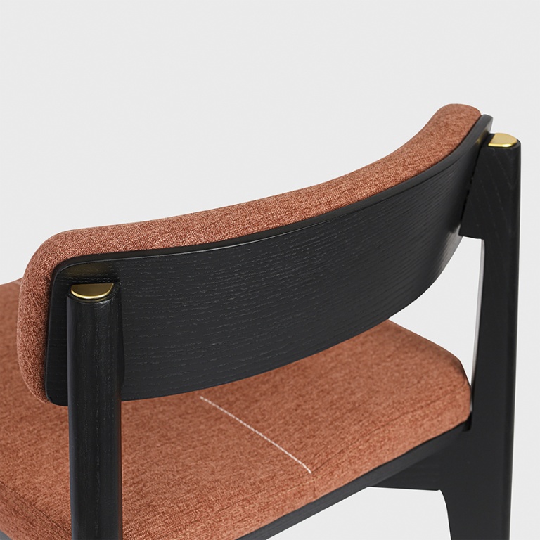 Стул барный Aska, рогожка, черный/терракота