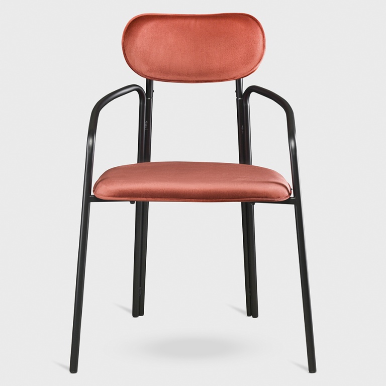 Стул Ror, Round, велюр, черный/темно-красный