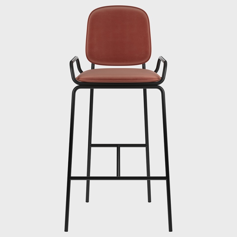 Стул барный Ror, 2 Frame, велюр, черный/темно-красный