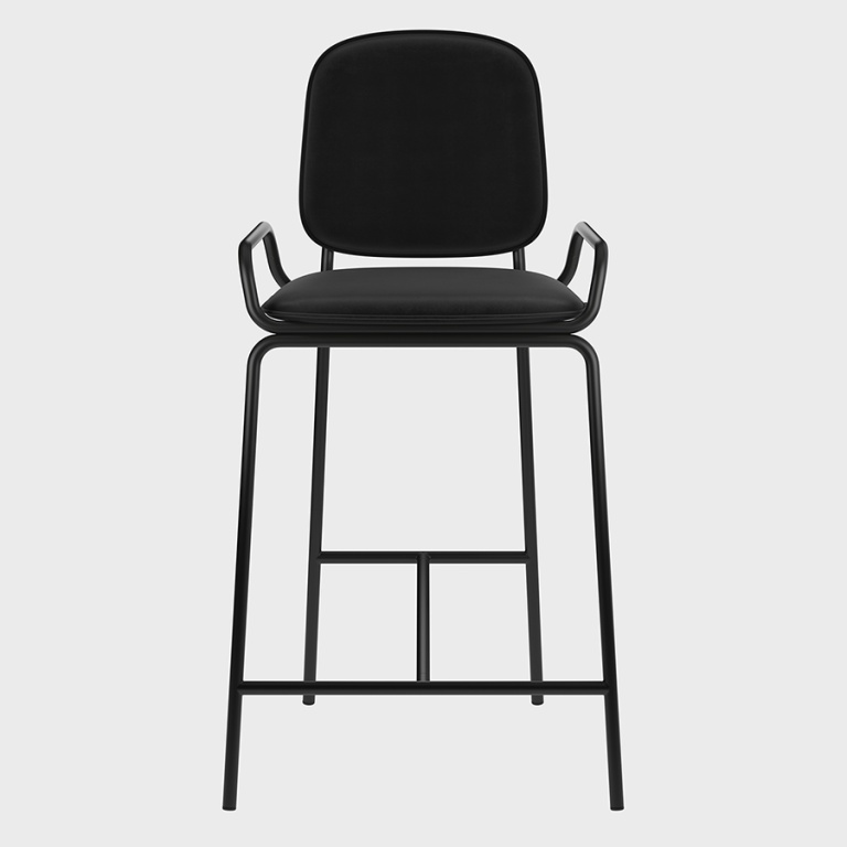 Стул полубарный Ror, 2 Frame, велюр, черный/черный