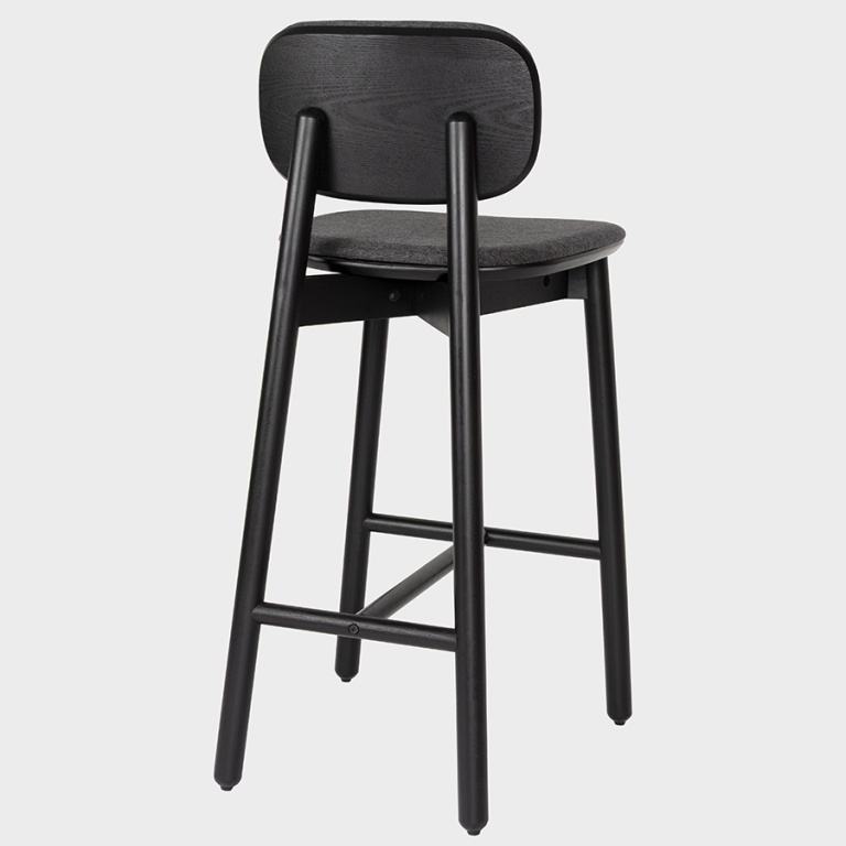 Стул барный с обивкой Saga, рогожка, темно-серый